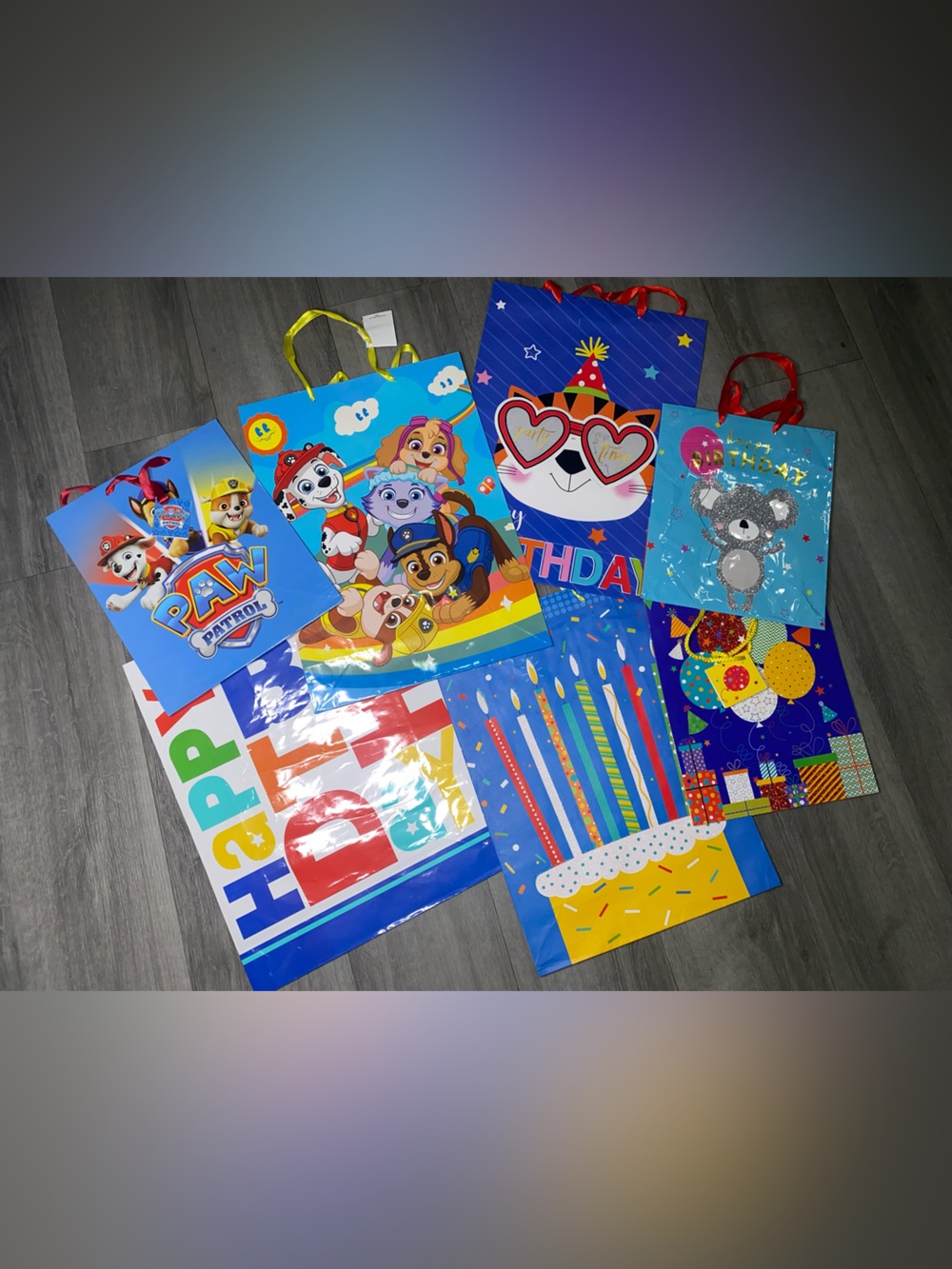 Party City Blue Multicolor Birthday Gift Bags - Pack Assortment